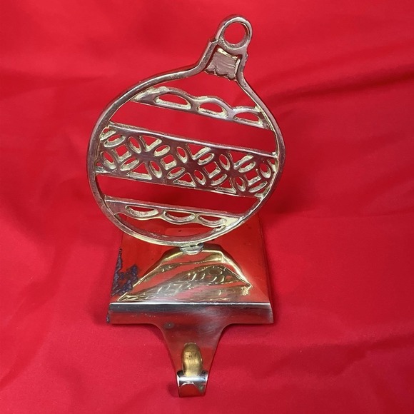 Vtg Restoration Hardware Brass Stocking Hanger / Ball Ornament Christmas India - Picture 5 of 13